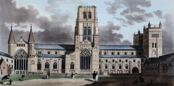 Palace Green in 1821, depicted as a place for leisurely promenades.